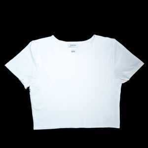 Aritzia Babaton Original Contour Marvel Waist Cropped White T-Shirt - Size L